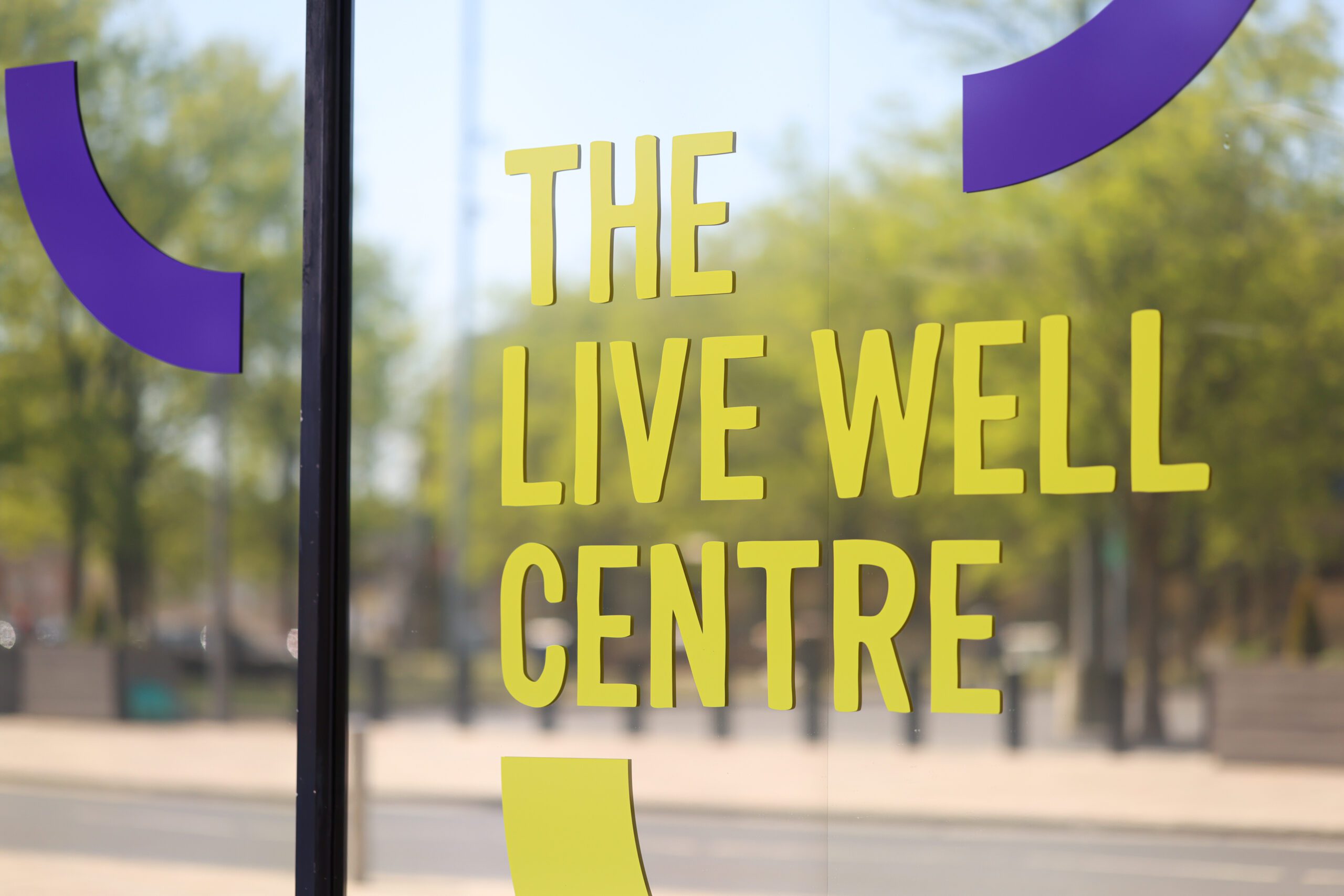 An image of the Live Well Centre's window.