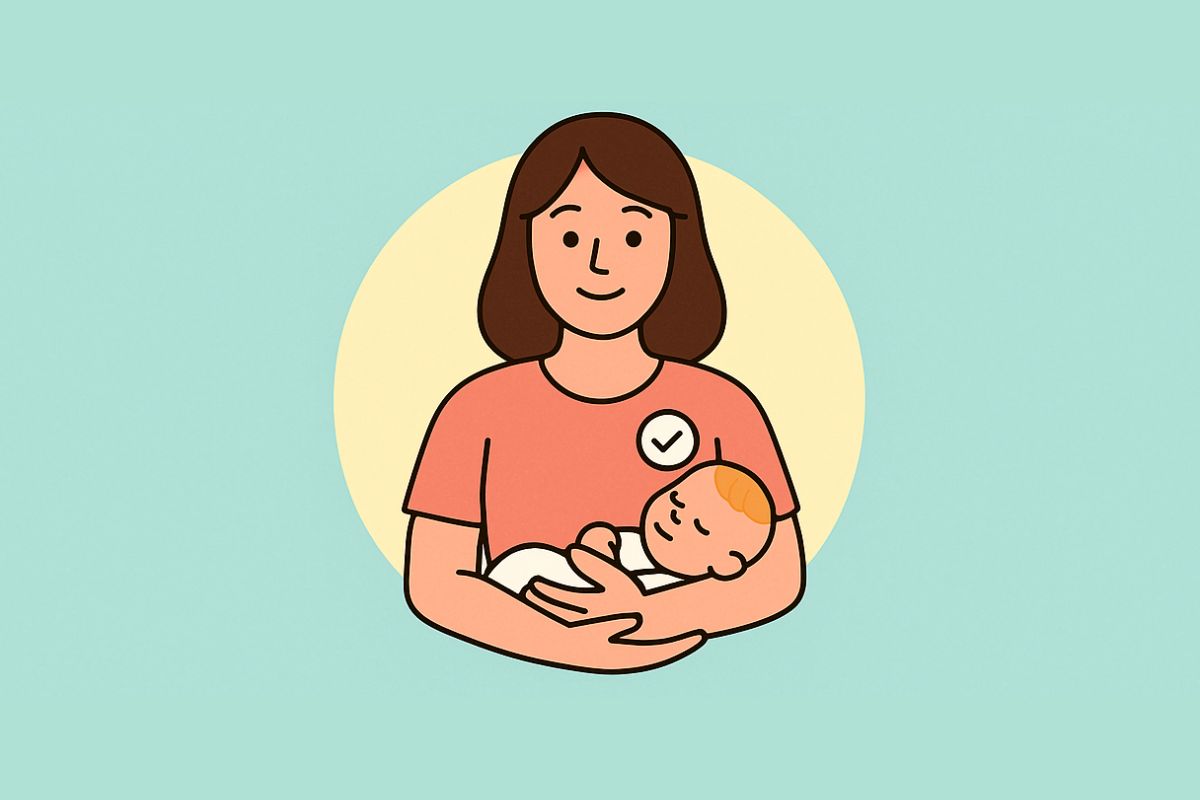 Cartoon mother holding baby
